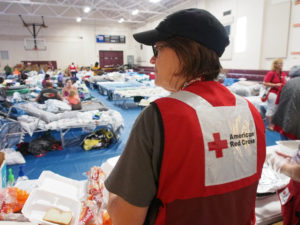 Volunteer Faye Schuur serving lunch at the Red Cross shelter in Marion, SC