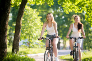 Teenage girls on bicycle ride