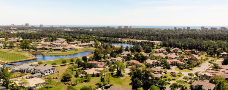 Drone shot of golf course