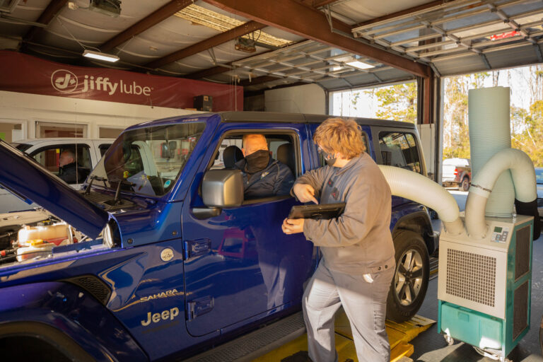 mechanic works in garage